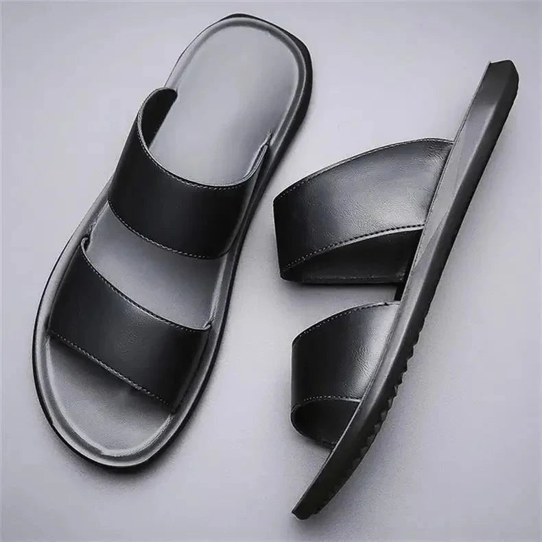 Herren Ledersandalen mit Doppelriemen | Bequeme Sommerschuhe weiß [ Herrenkollektion - Schuhe - Sandalen ] 250 - Herren Ledersandalen mit Doppelriemen Gratti Offiziell 