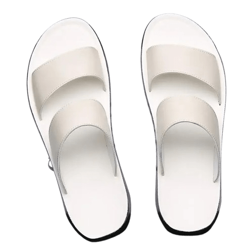 Herren Ledersandalen mit Doppelriemen | Bequeme Sommerschuhe weiß [ Herrenkollektion - Schuhe - Sandalen ] 250 - Herren Ledersandalen mit Doppelriemen Gratti Offiziell 