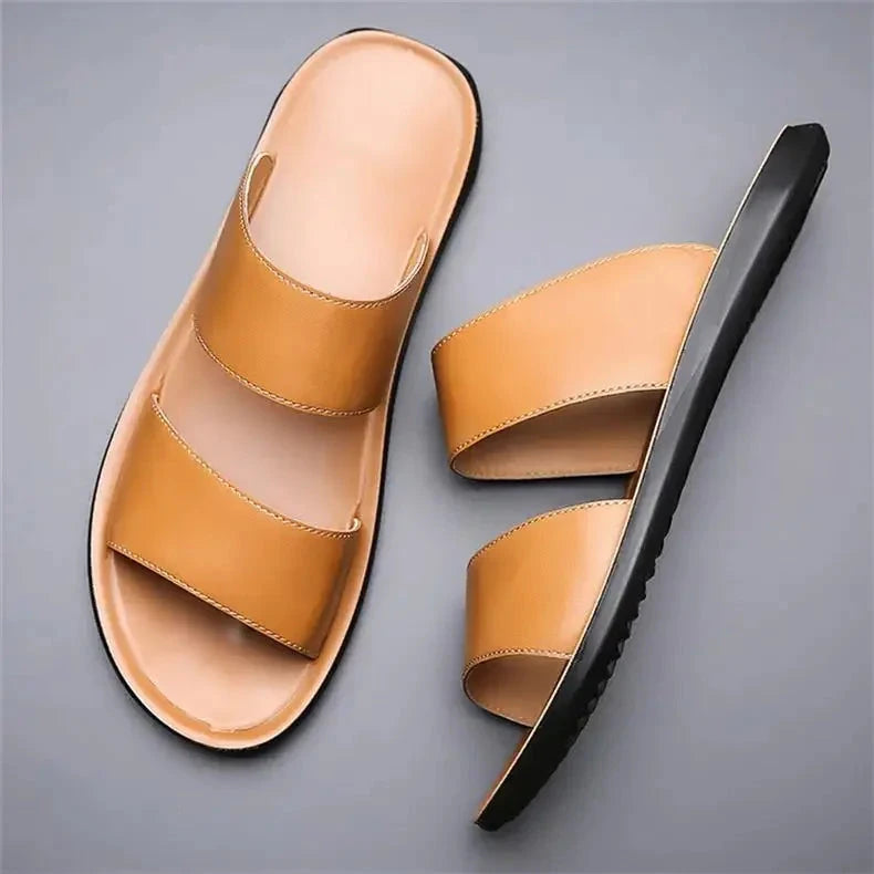 Herren Ledersandalen mit Doppelriemen | Bequeme Sommerschuhe weiß [ Herrenkollektion - Schuhe - Sandalen ] 250 - Herren Ledersandalen mit Doppelriemen Gratti Offiziell 