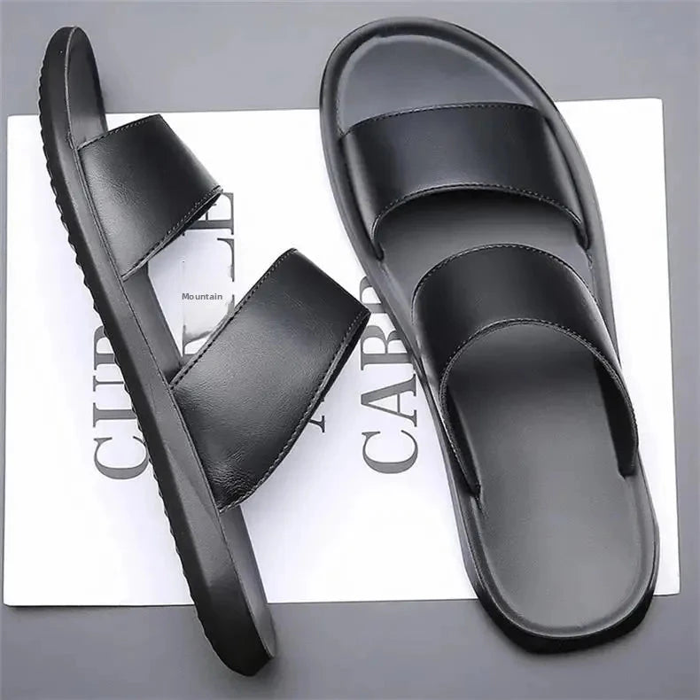 Herren Ledersandalen mit Doppelriemen | Bequeme Sommerschuhe weiß [ Herrenkollektion - Schuhe - Sandalen ] 250 - Herren Ledersandalen mit Doppelriemen Gratti Offiziell Schwarz 13 