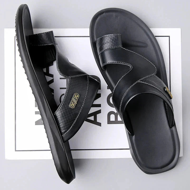 Herren Ledersandalen mit Zehenring | Bequeme Sommerschuhe weiß [ Herrenkollektion - Schuhe - Sandalen ] 251 - Herren Ledersandalen mit Zehenring Gratti Offiziell 