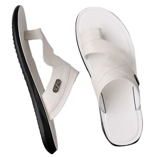 Herren Ledersandalen mit Zehenring | Bequeme Sommerschuhe weiß [ Herrenkollektion - Schuhe - Sandalen ] 251 - Herren Ledersandalen mit Zehenring Gratti Offiziell 