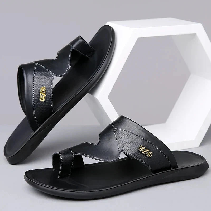 Herren Ledersandalen mit Zehenring | Bequeme Sommerschuhe weiß [ Herrenkollektion - Schuhe - Sandalen ] 251 - Herren Ledersandalen mit Zehenring Gratti Offiziell 