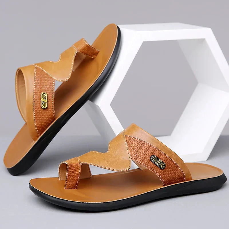 Herren Ledersandalen mit Zehenring | Bequeme Sommerschuhe weiß [ Herrenkollektion - Schuhe - Sandalen ] 251 - Herren Ledersandalen mit Zehenring Gratti Offiziell 