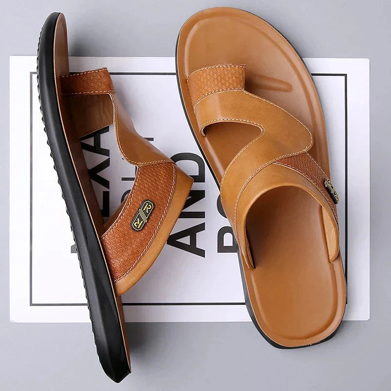 Herren Ledersandalen mit Zehenring | Bequeme Sommerschuhe weiß [ Herrenkollektion - Schuhe - Sandalen ] 251 - Herren Ledersandalen mit Zehenring Gratti Offiziell 