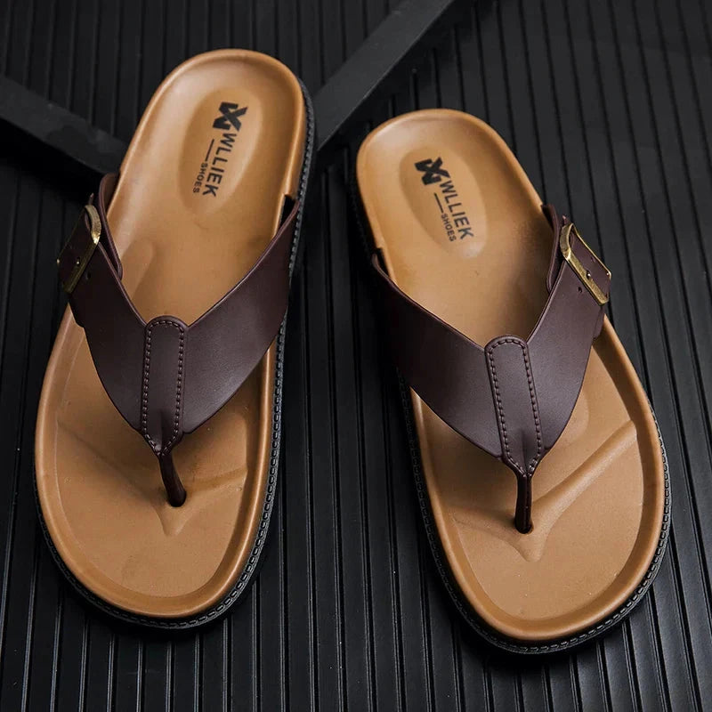 Herren Ledersandalen mit Zehensteg | Bequeme Sommerschuhe schwarz [ Herrenkollektion - Schuhe - Sandalen ] 257 - Herren Ledersandalen mit Zehensteg Gratti Offiziell 