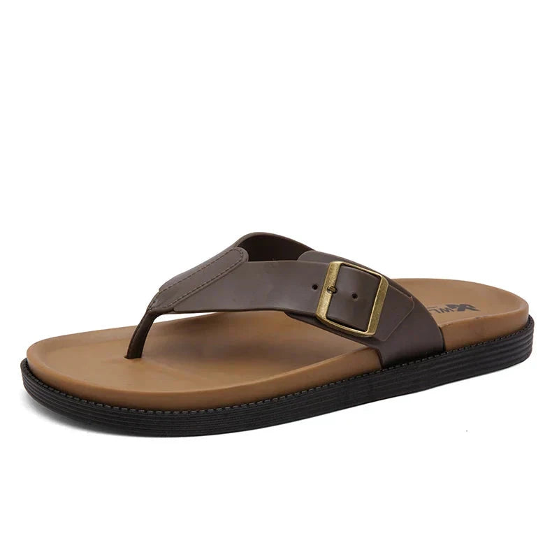 Herren Ledersandalen mit Zehensteg | Bequeme Sommerschuhe schwarz [ Herrenkollektion - Schuhe - Sandalen ] 257 - Herren Ledersandalen mit Zehensteg Gratti Offiziell 