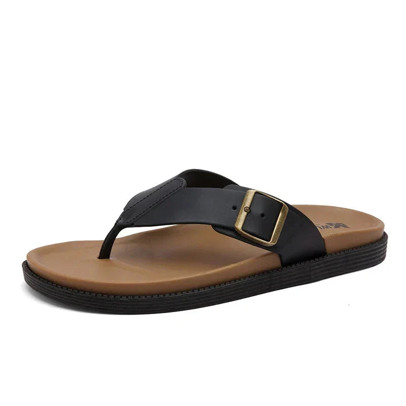 Herren Ledersandalen mit Zehensteg | Bequeme Sommerschuhe schwarz [ Herrenkollektion - Schuhe - Sandalen ] 257 - Herren Ledersandalen mit Zehensteg Gratti Offiziell 