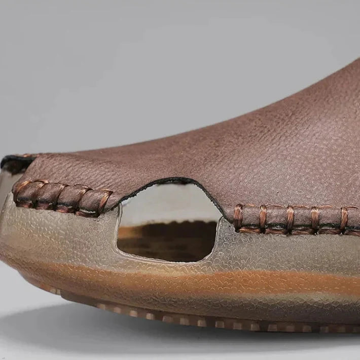 Herren Ledersandalen | Robuste Pantoletten mit Riemen grün [ Herrenkollektion - Schuhe - Sandalen ] 256 - Herren Ledersandalen Gratti Offiziell 