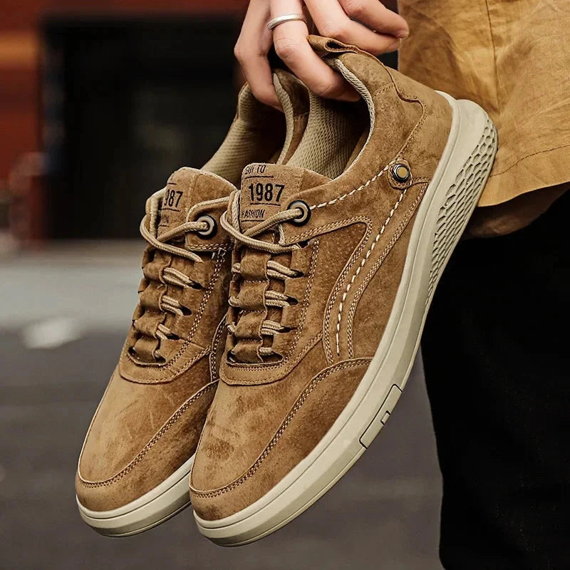 Herren Lederschuhe Vintage | Lässige Sneaker mit Gummisohle braun [ Herrenkollektion - Schuhe - Turnschuhe ] 255 - Herren Lederschuhe Vintage Gratti Offiziell 