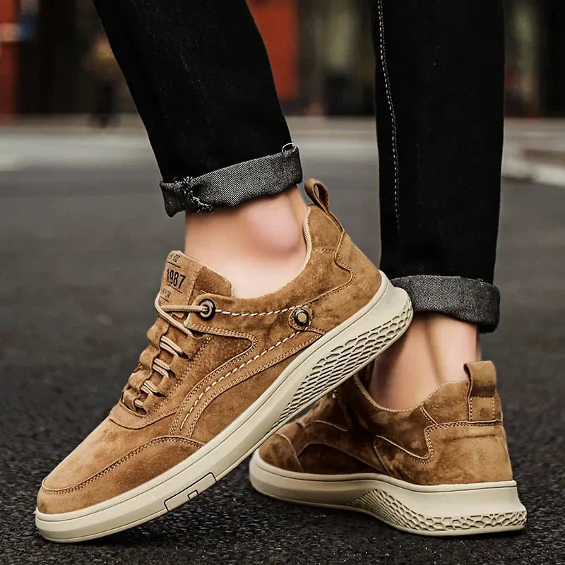 Herren Lederschuhe Vintage | Lässige Sneaker mit Gummisohle braun [ Herrenkollektion - Schuhe - Turnschuhe ] 255 - Herren Lederschuhe Vintage Gratti Offiziell 