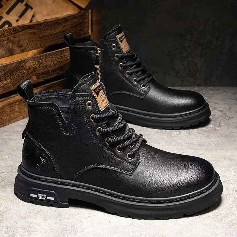 Herren Lederstiefel Rustikaler Stil | Robuste Worker Boots braun [ Herrenkollektion - Schuhe - Elegante Schuhe ] 260 - Herren Lederstiefel Rustikaler Stil Gratti Offiziell 