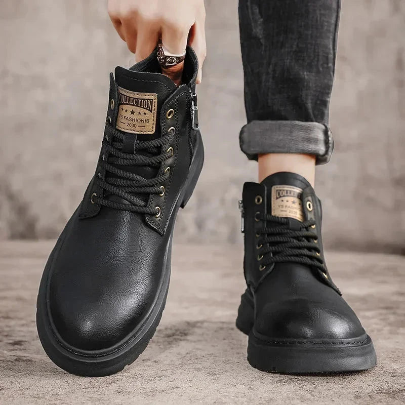 Herren Lederstiefel Rustikaler Stil | Robuste Worker Boots braun [ Herrenkollektion - Schuhe - Elegante Schuhe ] 260 - Herren Lederstiefel Rustikaler Stil Gratti Offiziell 