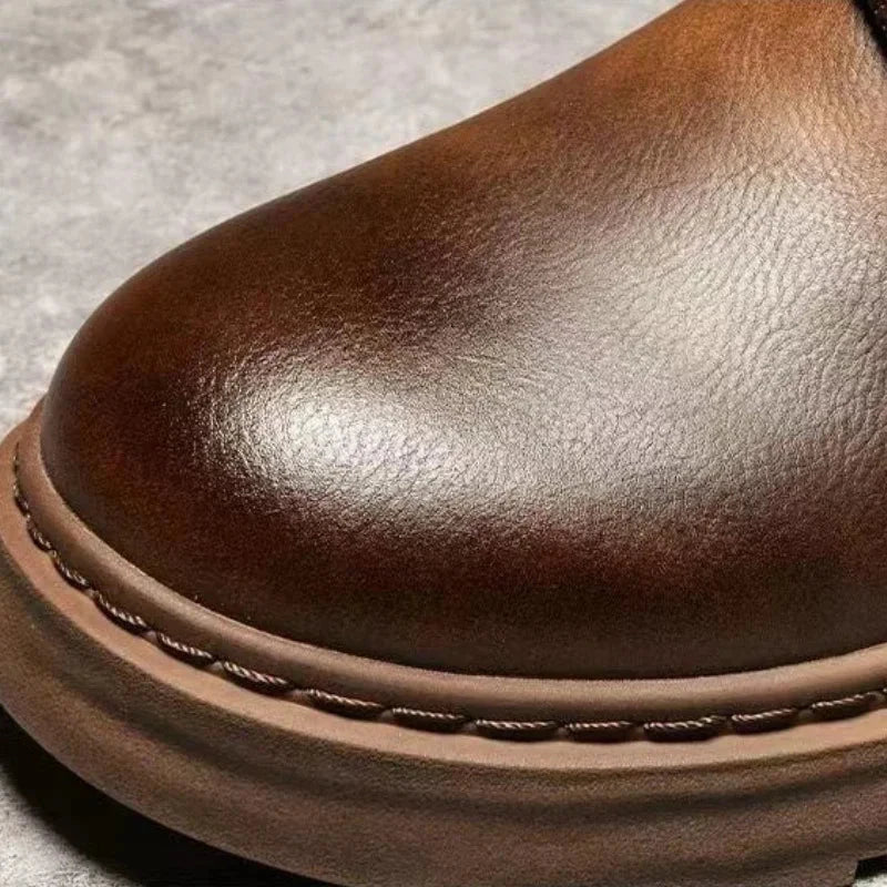 Herren Lederstiefel Rustikaler Stil | Robuste Worker Boots braun [ Herrenkollektion - Schuhe - Elegante Schuhe ] 260 - Herren Lederstiefel Rustikaler Stil Gratti Offiziell 