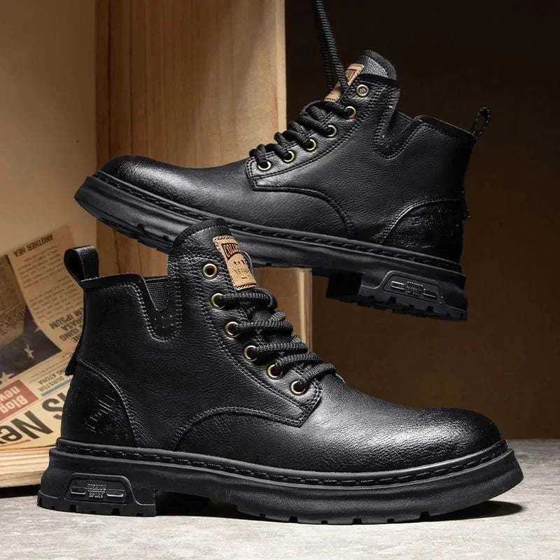 Herren Lederstiefel Rustikaler Stil | Robuste Worker Boots braun [ Herrenkollektion - Schuhe - Elegante Schuhe ] 260 - Herren Lederstiefel Rustikaler Stil Gratti Offiziell 