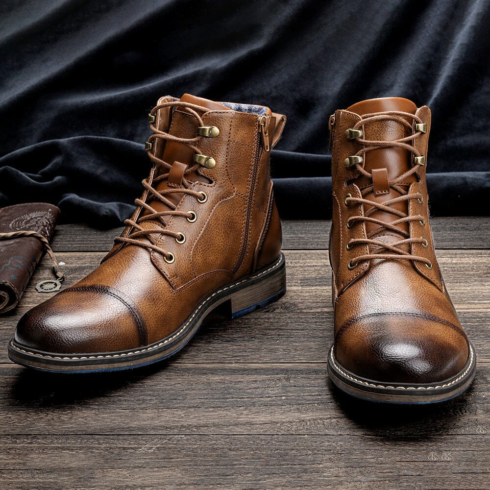 Herren Lederstiefel Rustikaler Stil | Robuste Worker Boots braun [ Herrenkollektion - Schuhe - Elegante Schuhe ] 286 - Herren Lederstiefel Rustikaler Stil Gratti Offiziell 