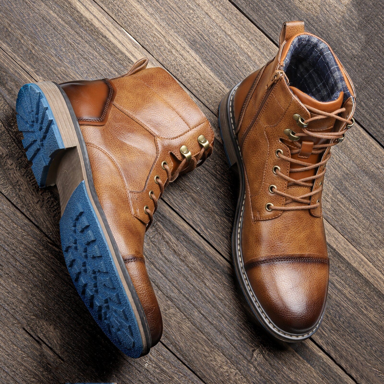 Herren Lederstiefel Rustikaler Stil | Robuste Worker Boots braun [ Herrenkollektion - Schuhe - Elegante Schuhe ] 286 - Herren Lederstiefel Rustikaler Stil Gratti Offiziell Braun 7 