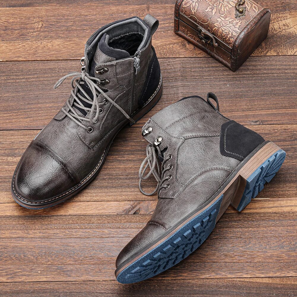 Herren Lederstiefel Rustikaler Stil | Robuste Worker Boots braun [ Herrenkollektion - Schuhe - Elegante Schuhe ] 286 - Herren Lederstiefel Rustikaler Stil Gratti Offiziell Grau 7 