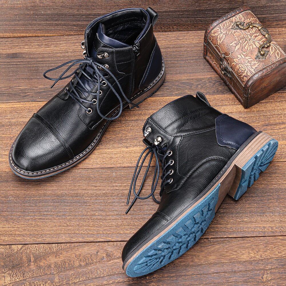 Herren Lederstiefel Rustikaler Stil | Robuste Worker Boots braun [ Herrenkollektion - Schuhe - Elegante Schuhe ] 286 - Herren Lederstiefel Rustikaler Stil Gratti Offiziell Schwarz 7 