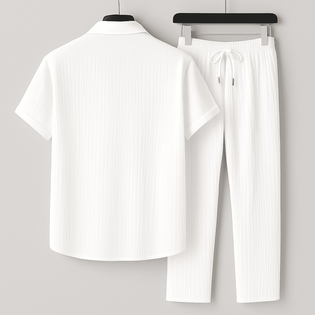 Herren Leinen Set Kurzarm | Lässiges Sommer Outfit weiß [ Herrenkollektion - Leinensets - Frühling & Sommer '25 ] 288 - Herren Leinen Set Kurzarm Gratti Offiziell 