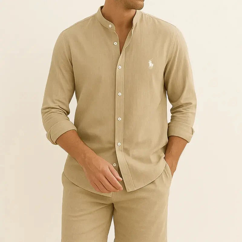 Herren Leinenhemd gestreift | Lässiges Sommerhemd blau-weiß [ Herrenkollektion - Leinensets - Frühling & Sommer '25 ] 293 - Herren Leinenhemd gestreift Gratti Offiziell 