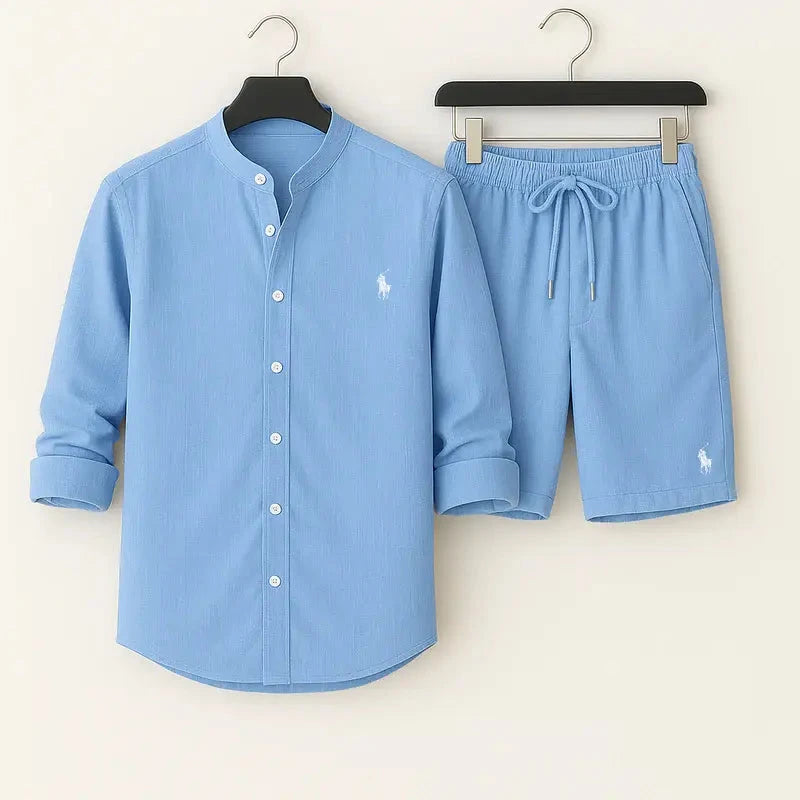 Herren Leinenhemd gestreift | Lässiges Sommerhemd blau-weiß [ Herrenkollektion - Leinensets - Frühling & Sommer '25 ] 293 - Herren Leinenhemd gestreift Gratti Offiziell Blau XS 