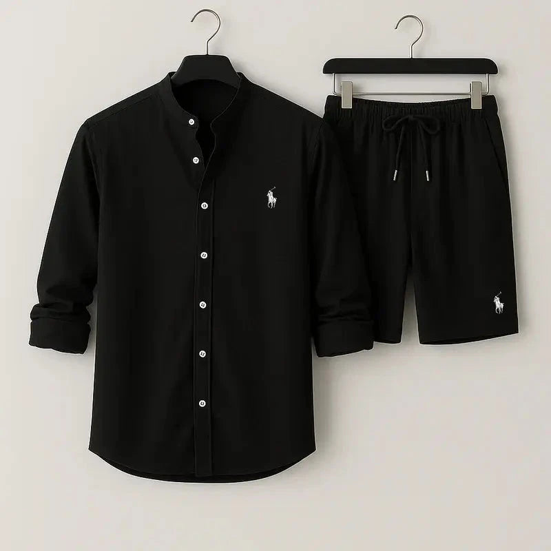 Herren Leinenhemd gestreift | Lässiges Sommerhemd blau-weiß [ Herrenkollektion - Leinensets - Frühling & Sommer '25 ] 293 - Herren Leinenhemd gestreift Gratti Offiziell Schwarz XS 