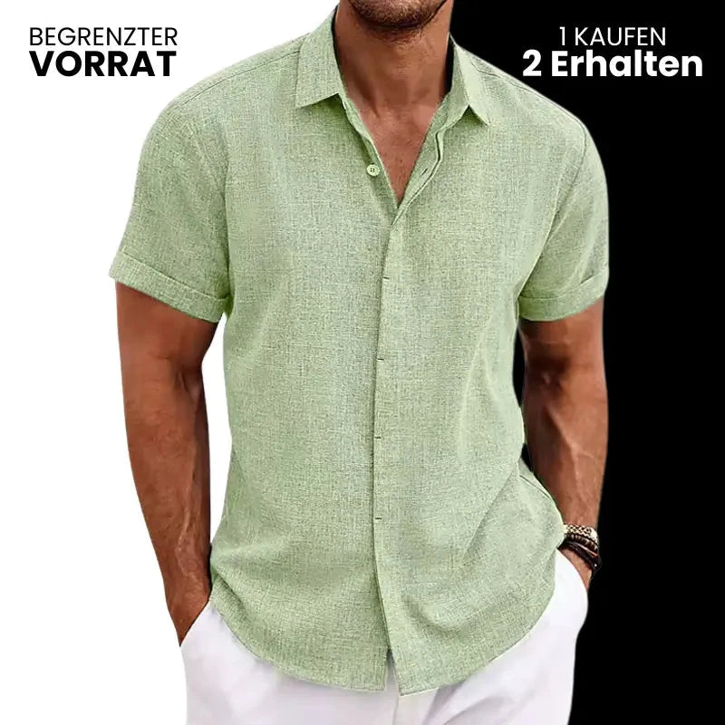 Herren Leinenhemd kurzarm | Lässiges Sommerhemd atmungsaktiv grau [ Herrenkollektion - Leinenhemden - Frühling & Sommer '25 ] 189 - Herren Leinenhemd kurzarm Gratti Official Hellgrün S 