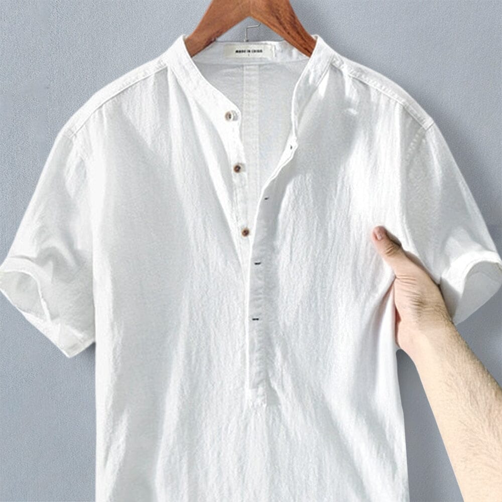 Herren Leinenhemd Kurzarm | Lässiges Sommerhemd mit Stehkragen [ Herrenkollektion - Leinenhemden - Frühling & Sommer '25 ] 27 - Herren Leinenhemd Kurzarm Gratti Paris 