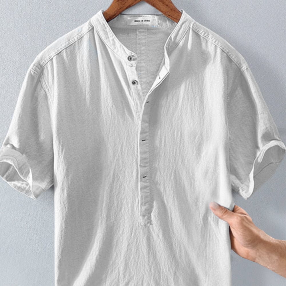 Herren Leinenhemd Kurzarm | Lässiges Sommerhemd mit Stehkragen [ Herrenkollektion - Leinenhemden - Frühling & Sommer '25 ] 27 - Herren Leinenhemd Kurzarm Gratti Paris 