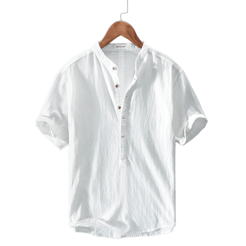 Herren Leinenhemd Kurzarm | Lässiges Sommerhemd mit Stehkragen [ Herrenkollektion - Leinenhemden - Frühling & Sommer '25 ] 27 - Herren Leinenhemd Kurzarm Gratti Paris 
