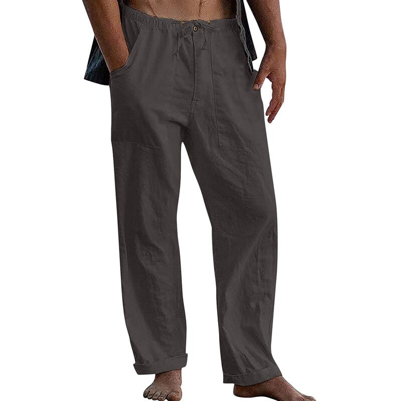 Herren Leinenhose mit Kordelzug | Lockere Sommerhose atmungsaktiv weiß [ Herrenkollektion - Frühling & Sommer '25 - Leinensets ] 90 - Herren Leinenhose mit Kordelzug Gratti Paris Dunkelgrau M 