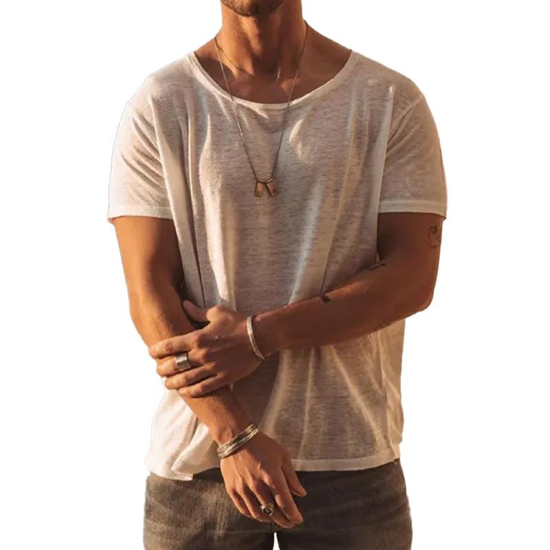 Herren Loose Fit T-Shirt | T-Shirt mit Leinenoptik weiß [ Herrenkollektion - Frühling & Sommer '25 - Hemden ] 110 - Herren Loose Fit T-Shirt Gratti Paris Weiß S 