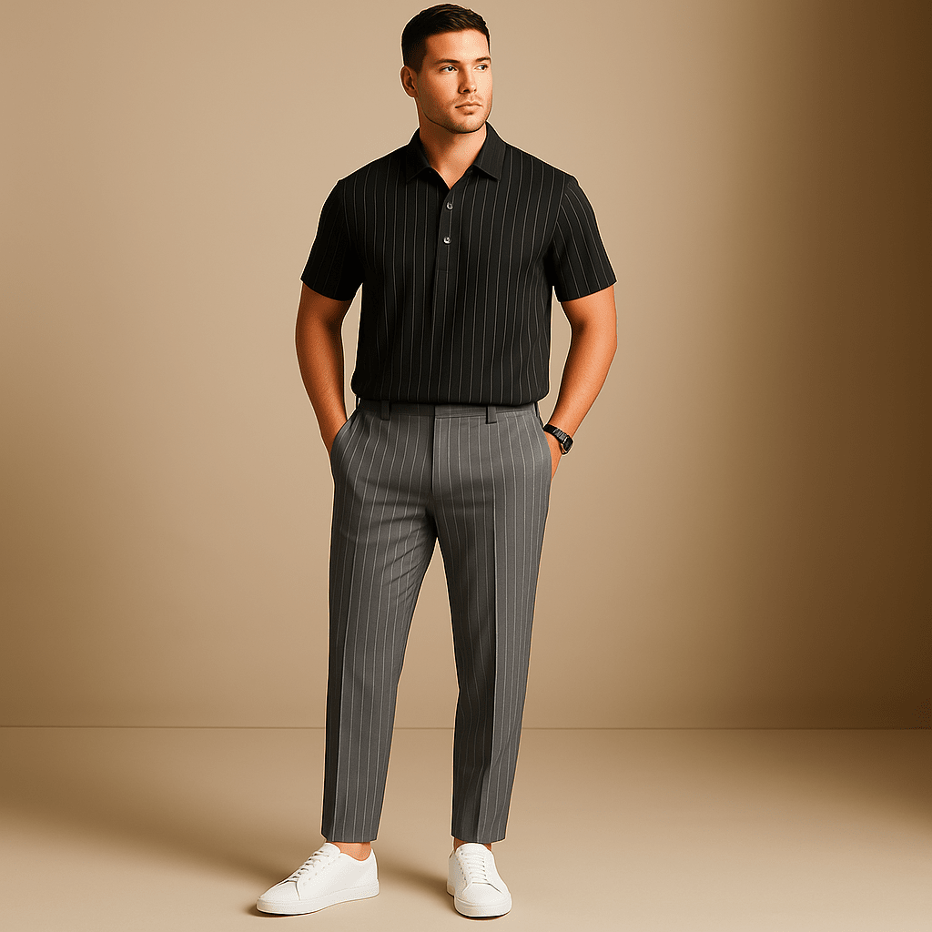 Herren Maßgeschneidertes Polo Set | Eleganter Freizeitanzug für den Sommer [ Herrenkollektion - Leinensets - Poloshirts ] 296 - Herren Maßgeschneidertes Polo Set Gratti Offiziell 