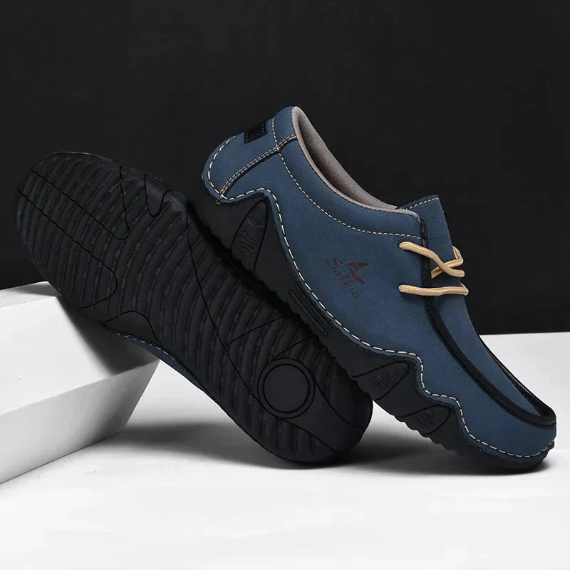 Herren Mokassins aus Leder | Bequeme Loafer mit Kontrastnaht in Weiß [ Herrenkollektion - Schuhe - Elegante Schuhe ] 282- Herren Mokassins aus Leder Gratti Offiziell 