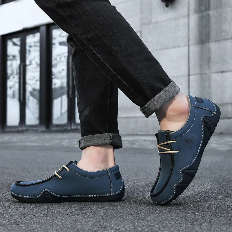 Herren Mokassins aus Leder | Bequeme Loafer mit Kontrastnaht in Weiß [ Herrenkollektion - Schuhe - Elegante Schuhe ] 282- Herren Mokassins aus Leder Gratti Offiziell 