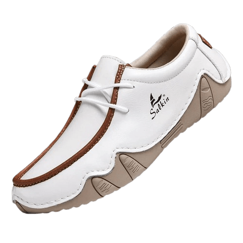 Herren Mokassins aus Leder | Bequeme Loafer mit Kontrastnaht in Weiß [ Herrenkollektion - Schuhe - Elegante Schuhe ] 282- Herren Mokassins aus Leder Gratti Offiziell 