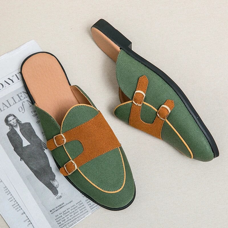 Herren Mules Echtleder | Weiße Slipper mit Schnallen und Wildleder [ Herrenkollektion - Schuhe - Elegante Schuhe ] 249 - Herren Mules Echtleder Gratti Offiziell 