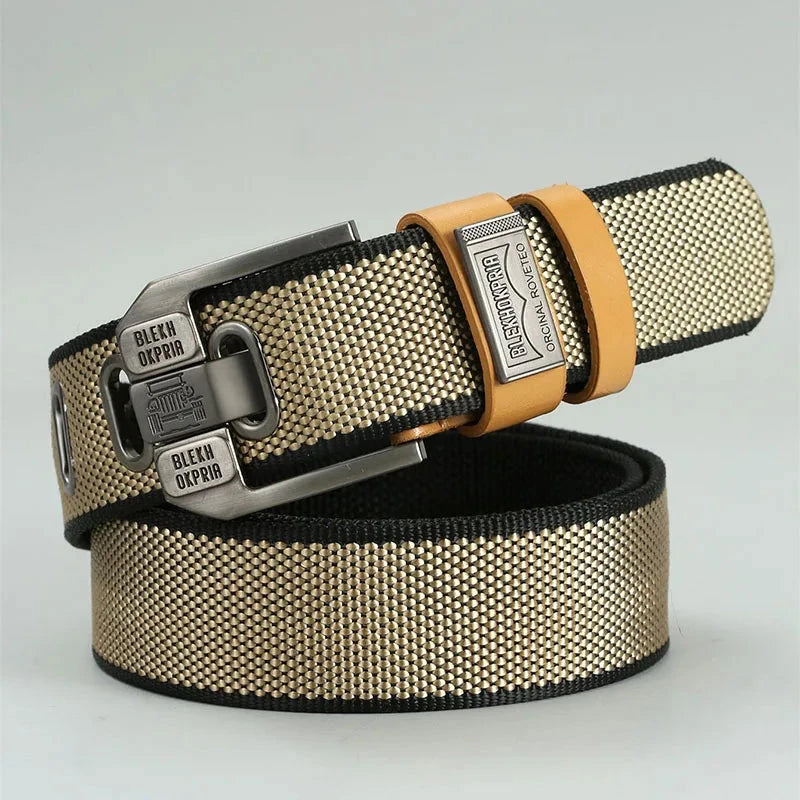 Herren Outdoor Gürtel Canvas | Robuster Nylongürtel mit D-Ring schwarz [ Herrenkollektion - Gürtel - Accessoires ] 180 - Herren Outdoor Gürtel Canvas Gratti Paris Khaki 