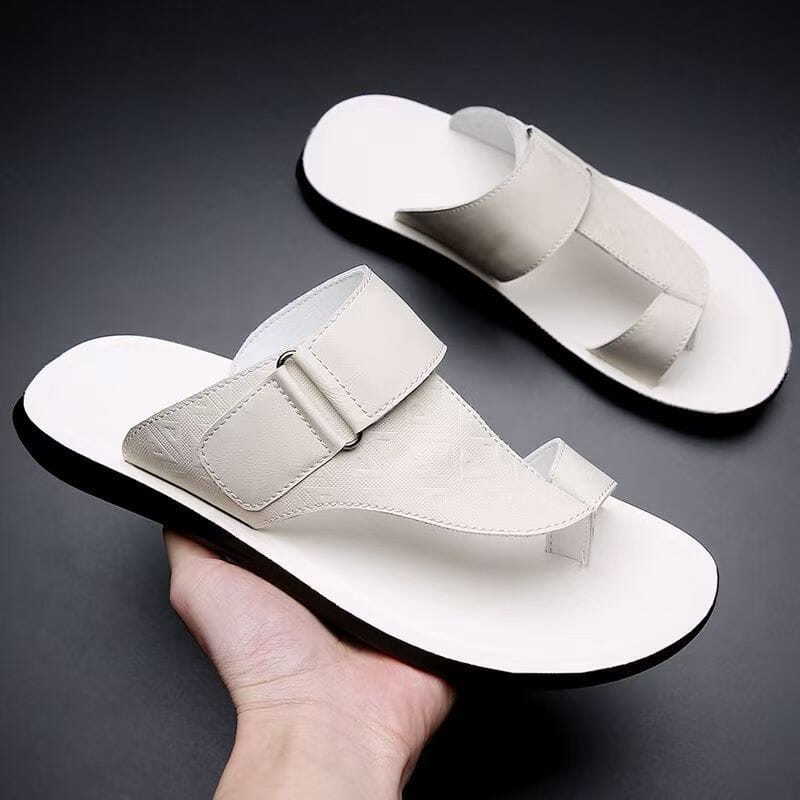 Herren Pantoletten Leder | Bequeme Sandalen mit Fußbett braun [ Herrenkollektion - Schuhe - Sandalen ] 287 - Herren Pantoletten Leder Gratti Offiziell 