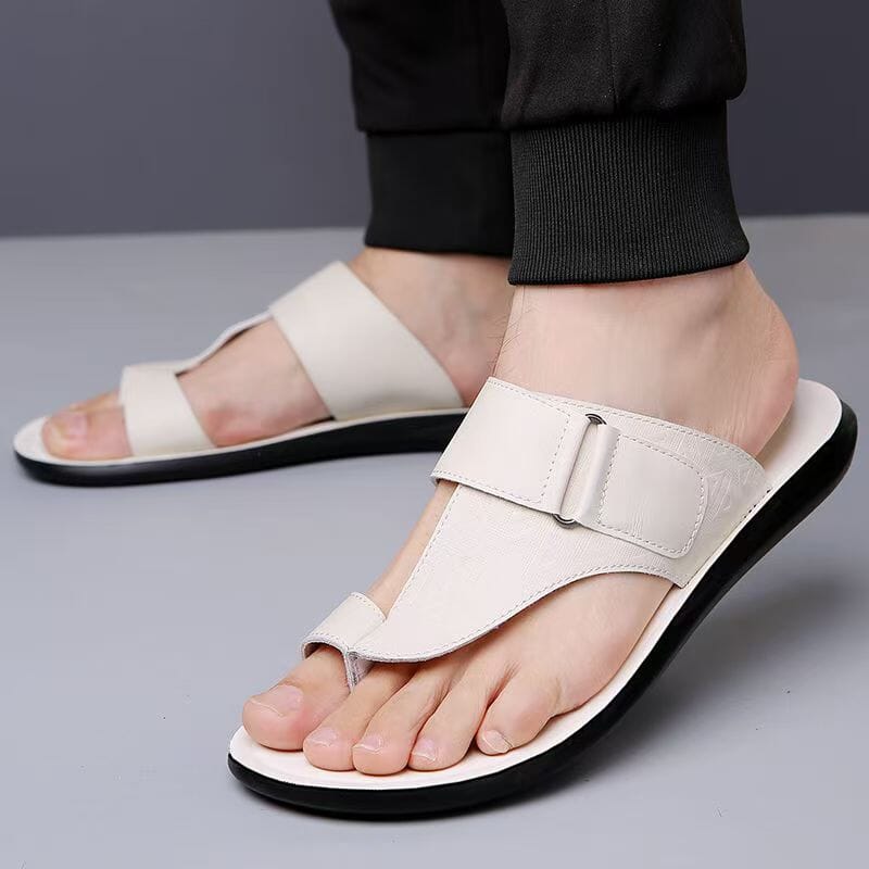 Herren Pantoletten Leder | Bequeme Sandalen mit Fußbett braun [ Herrenkollektion - Schuhe - Sandalen ] 287 - Herren Pantoletten Leder Gratti Offiziell 