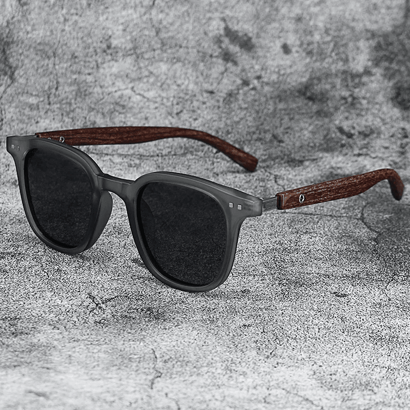 Herren Polarisierte Sonnenbrille Holz | Modische Brille mit Holzmaserung schwarz [ Herrenkollektion - Sonnenbrille - Freizeitbrille ] 223 - Herren Polarisierte Sonnenbrille Holz Gratti Offiziell Grau 