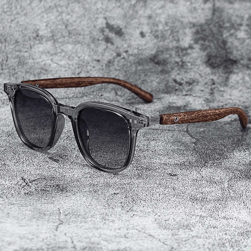 Herren Polarisierte Sonnenbrille Holz | Modische Brille mit Holzmaserung schwarz [ Herrenkollektion - Sonnenbrille - Freizeitbrille ] 223 - Herren Polarisierte Sonnenbrille Holz Gratti Offiziell Transparent Grau 