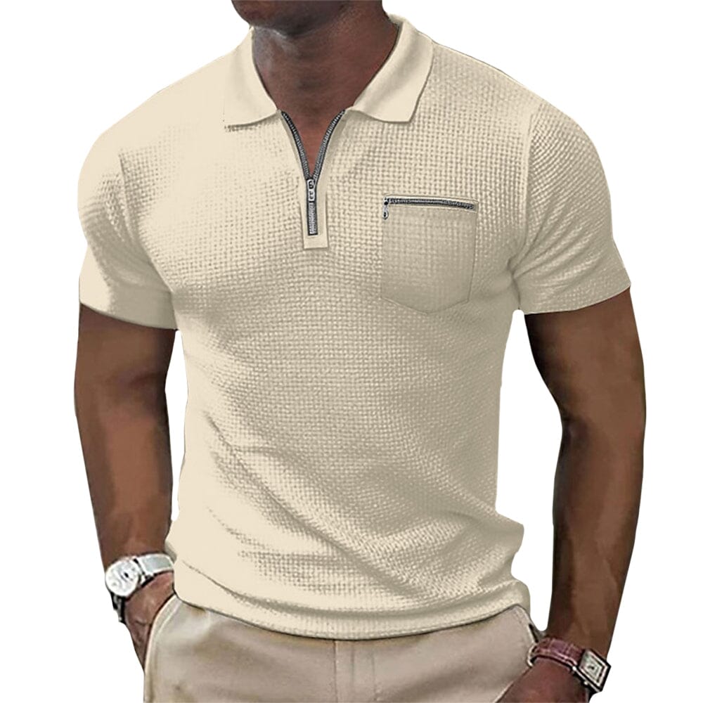 Herren Polohemd mit Reißverschluss | Muskelshirt Slim Fit Waffelstruktur [ Herrenkollektion - Poloshirts - Frühling & Sommer '25 ] 17 - Herren Polohemd mit Reißverschluss Gratti Paris Beige S 
