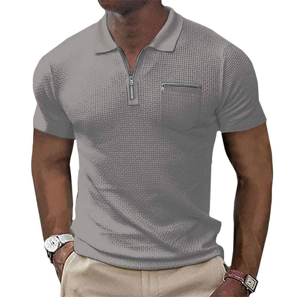 Herren Polohemd mit Reißverschluss | Muskelshirt Slim Fit Waffelstruktur [ Herrenkollektion - Poloshirts - Frühling & Sommer '25 ] 17 - Herren Polohemd mit Reißverschluss Gratti Paris Grau S 