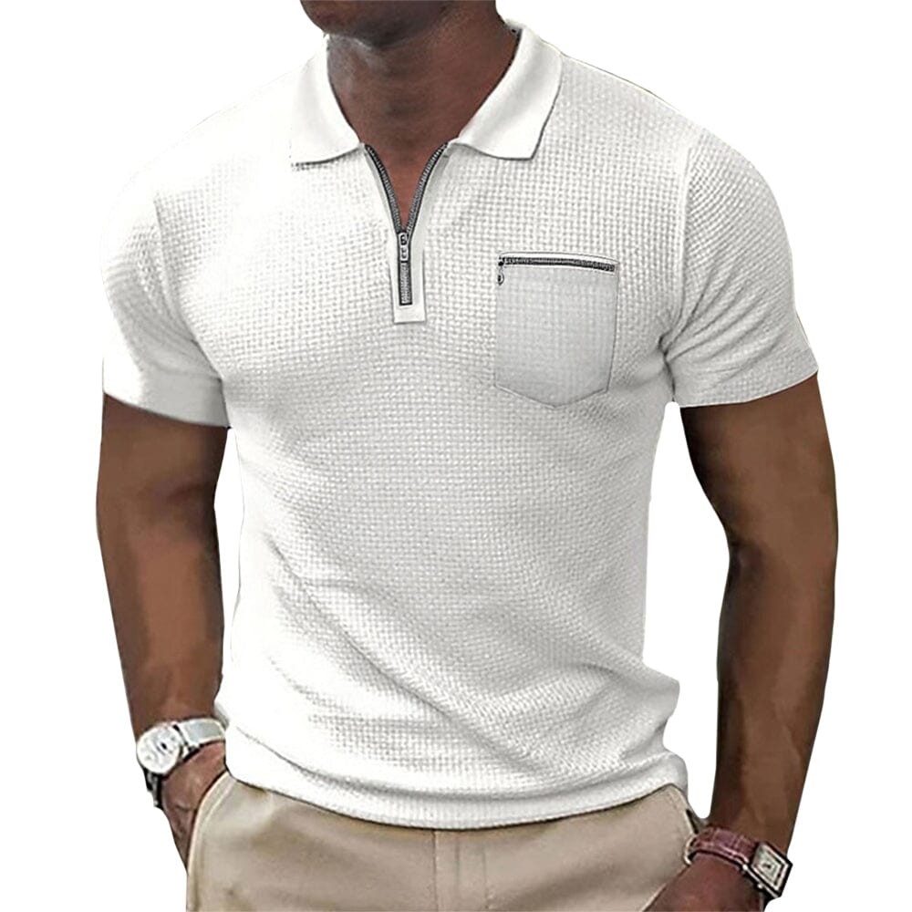 Herren Polohemd mit Reißverschluss | Muskelshirt Slim Fit Waffelstruktur [ Herrenkollektion - Poloshirts - Frühling & Sommer '25 ] 17 - Herren Polohemd mit Reißverschluss Gratti Paris Weiß S 
