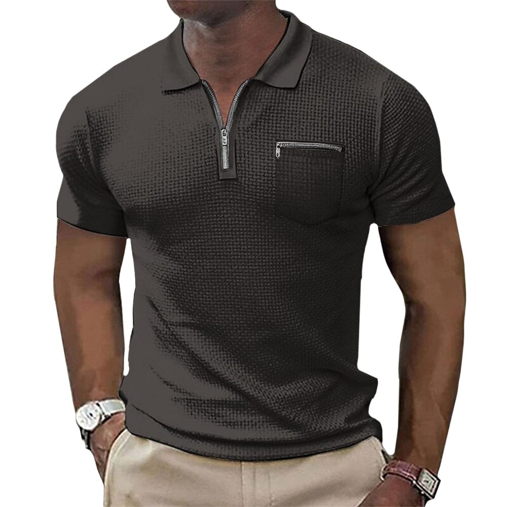 Herren Polohemd mit Reißverschluss | Muskelshirt Slim Fit Waffelstruktur [ Herrenkollektion - Poloshirts - Frühling & Sommer '25 ] 17 - Herren Polohemd mit Reißverschluss Gratti Paris Schwarz S 