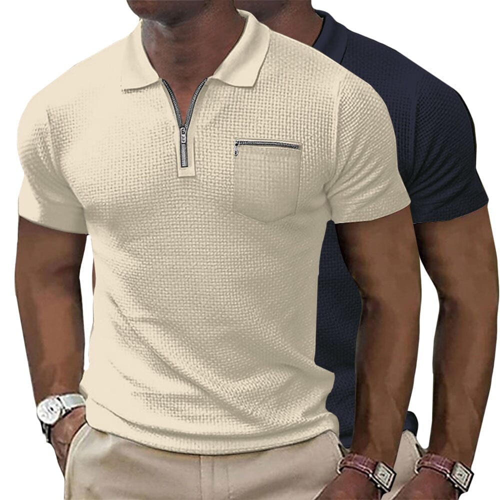Herren Polohemd mit Reißverschluss | Muskelshirt Slim Fit Waffelstruktur [ Herrenkollektion - Poloshirts - Frühling & Sommer '25 ] 17 - Herren Polohemd mit Reißverschluss Gratti Paris 