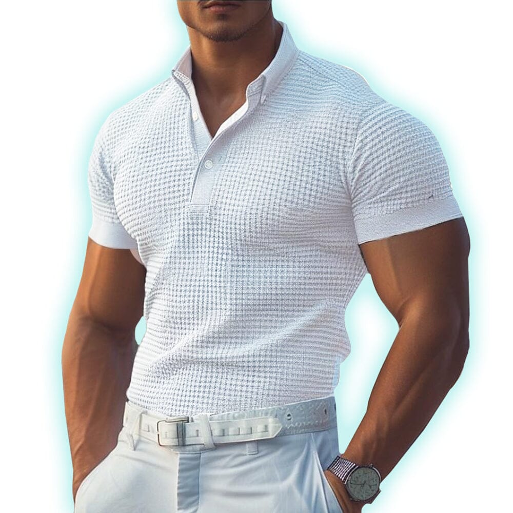 Herren Poloshirt Knopfleiste | Strukturiertes Slim Fit Sommerhemd [ Herrenkollektion - Poloshirts - Frühling & Sommer '25 ] 22 - Herren Poloshirt Knopfleiste Gratti Paris 