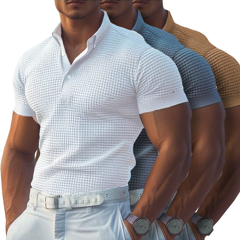 Herren Poloshirt Knopfleiste | Strukturiertes Slim Fit Sommerhemd [ Herrenkollektion - Poloshirts - Frühling & Sommer '25 ] 22 - Herren Poloshirt Knopfleiste Gratti Paris 
